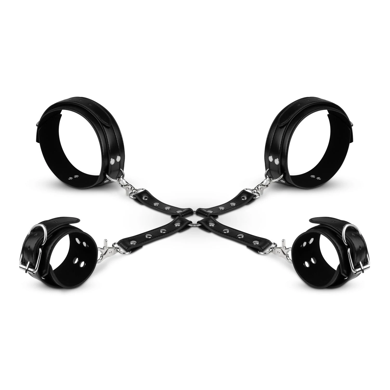 Verstellbare schwarze Fesseln mit zentralem Ring für Accessoires
