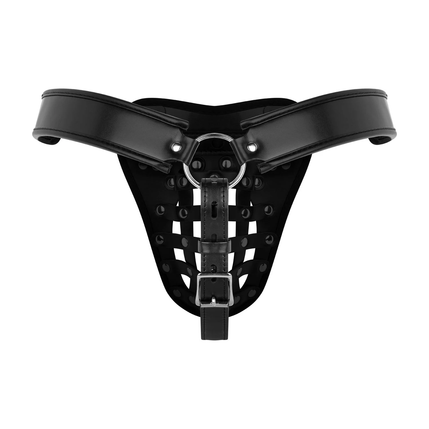 Schwarzer Keuschheitskäfig Panty mit integrierter Käfigstruktur und Schlossfunktion