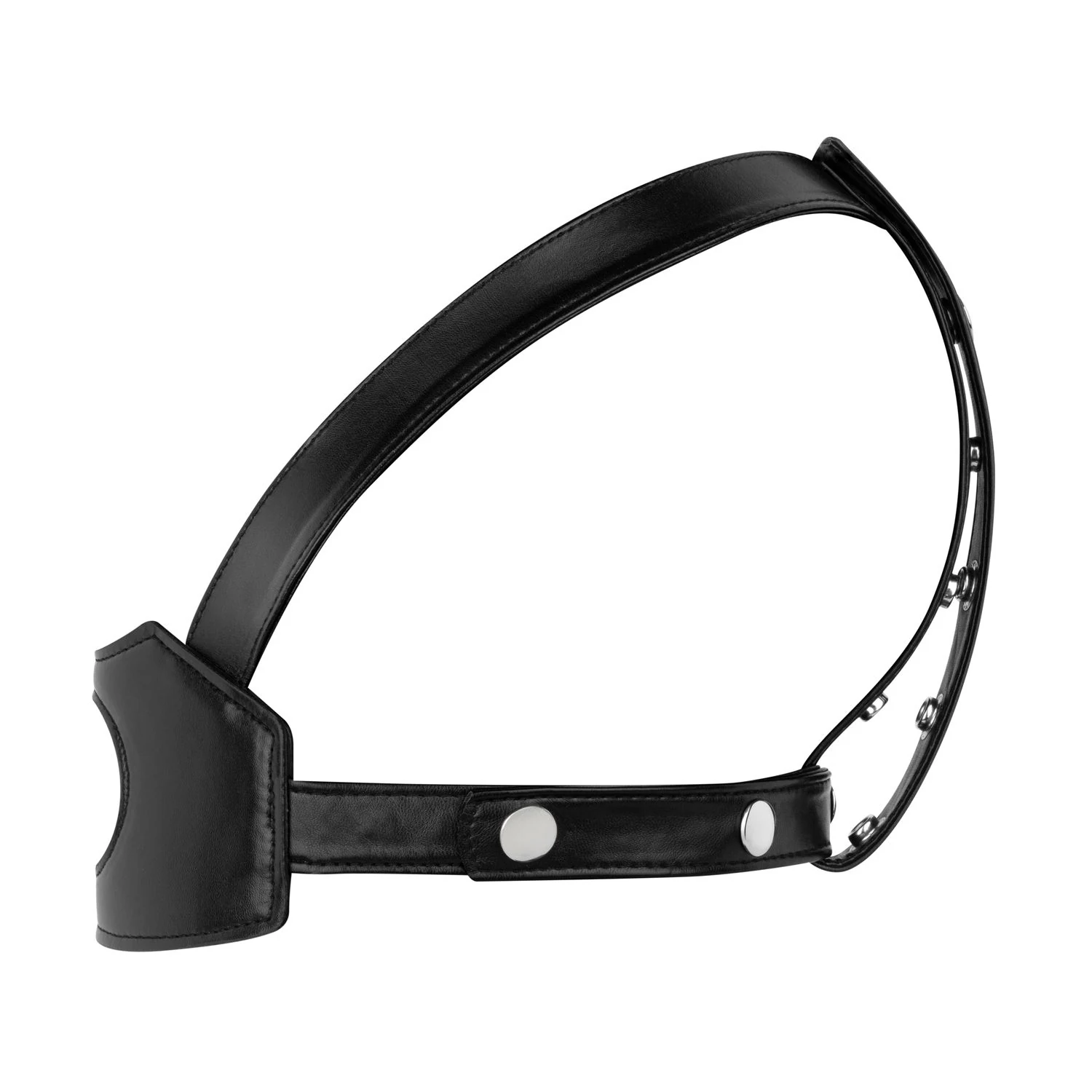 Schwarzes Kopfgeschirr Strap-On mit stabilem Harness und zentraler Öffnung
