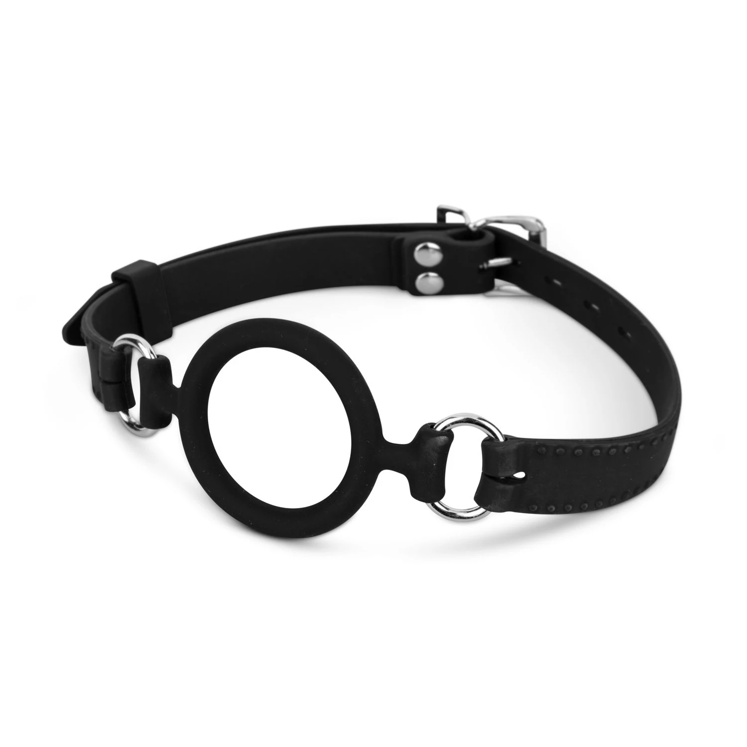 Silikon O-Gag Schwarz mit offenem Ring für Kommunikation und Sinnesreize