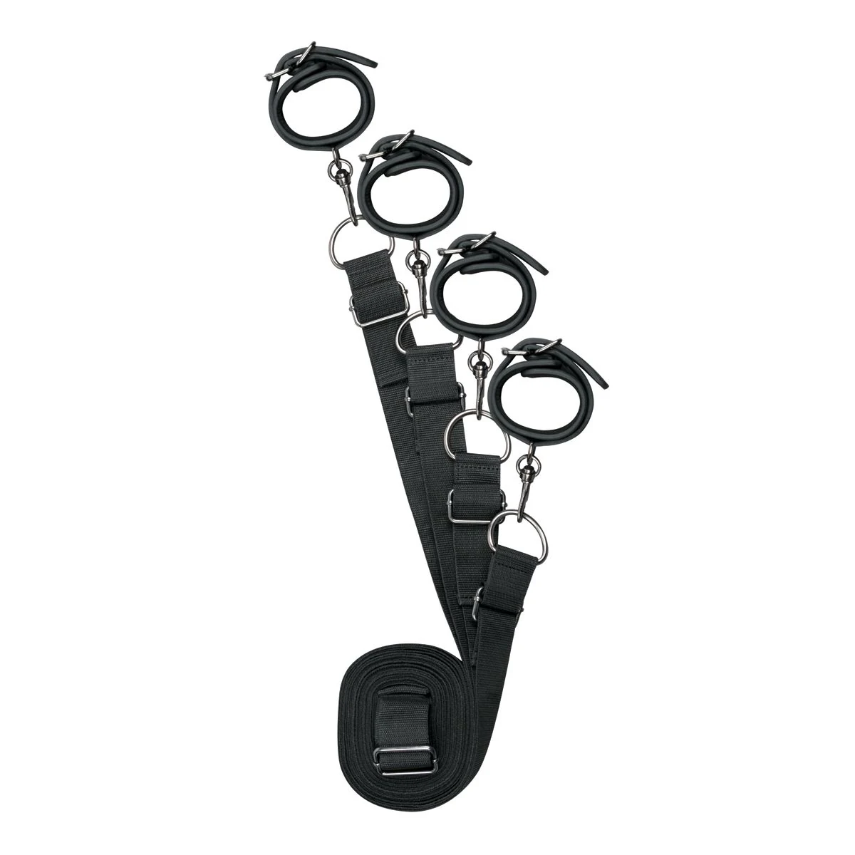 Schwarzes Bettfessel Set von Toys Fetish zur Befestigung unter der Matratze