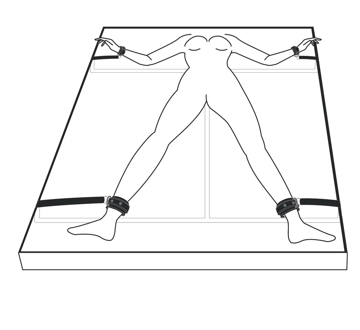 Verstellbares Bondage-Bettfessel Set mit vier Manschetten in Schwarz