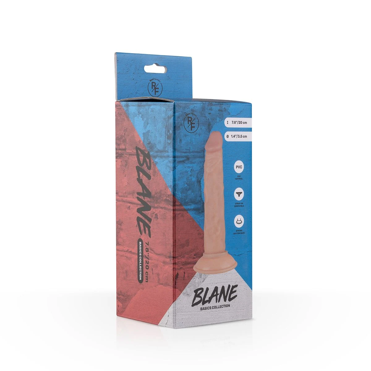 Mittelgroßer Blane Dildo in Beige mit geädertem, spitz zulaufendem Schaft