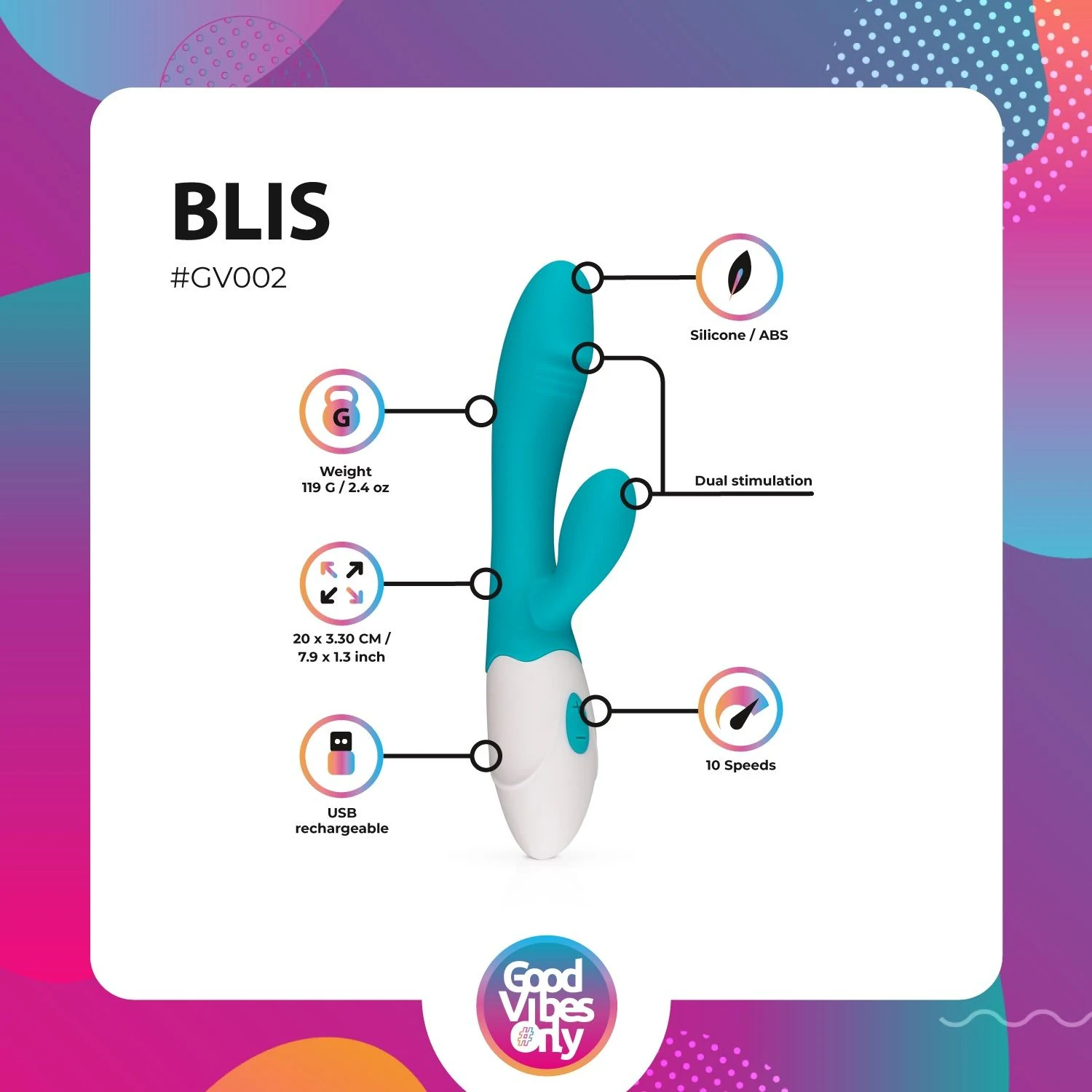 Wasserfester Rabbit Vibrator aus Silikon und ABS von Good Vibes Only
