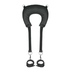 Bondage Beinspreizer mit Nackenkissen, Fußmanschetten und verstellbaren schwarzen Riemen