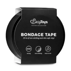 Schwarzes Bondage Tape von Toys Fetish Collection, 20 m, nicht klebend und multifunktionell