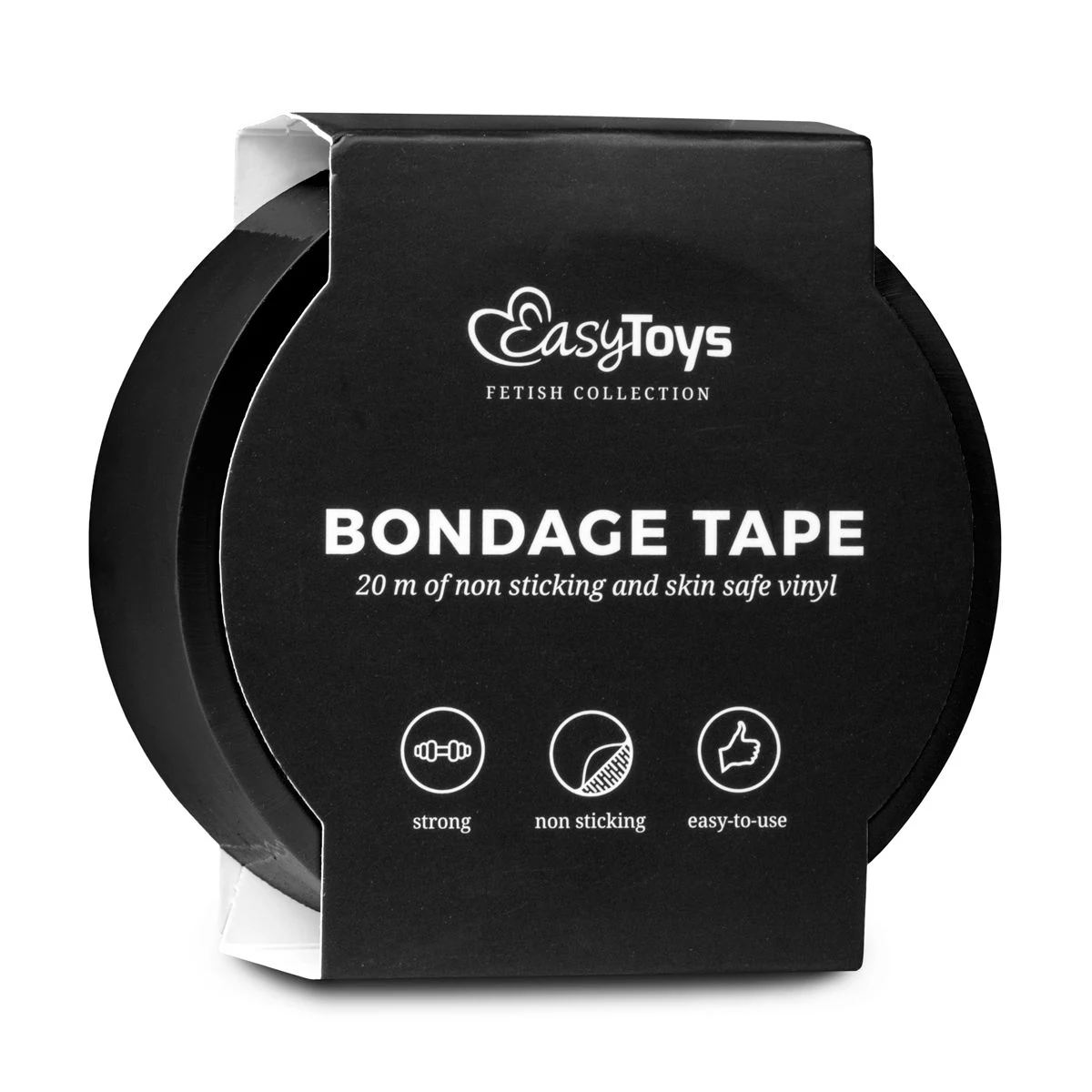 Schwarzes Bondage Tape von Toys Fetish Collection, 20 m, nicht klebend und multifunktionell