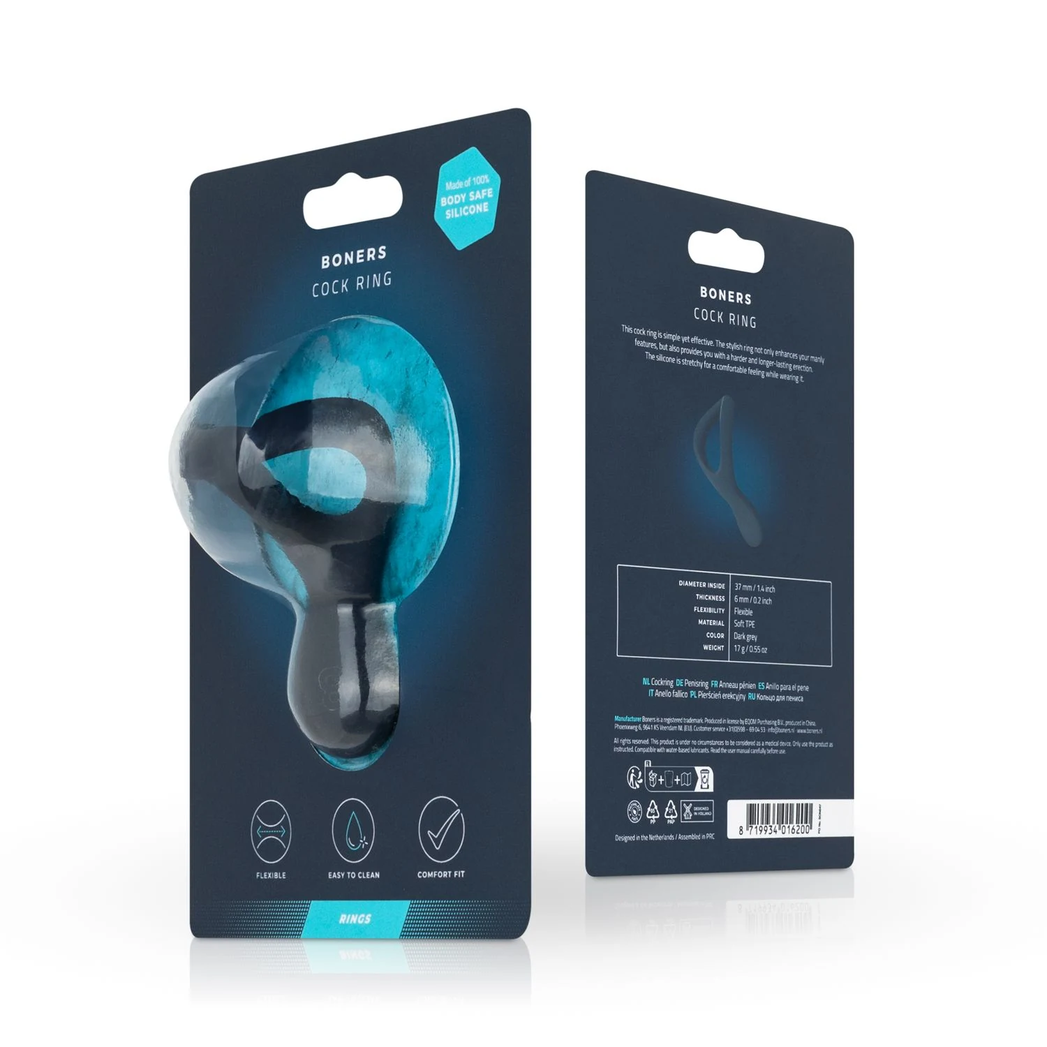Einfach zu verwendender Cockring von Boners in Blau