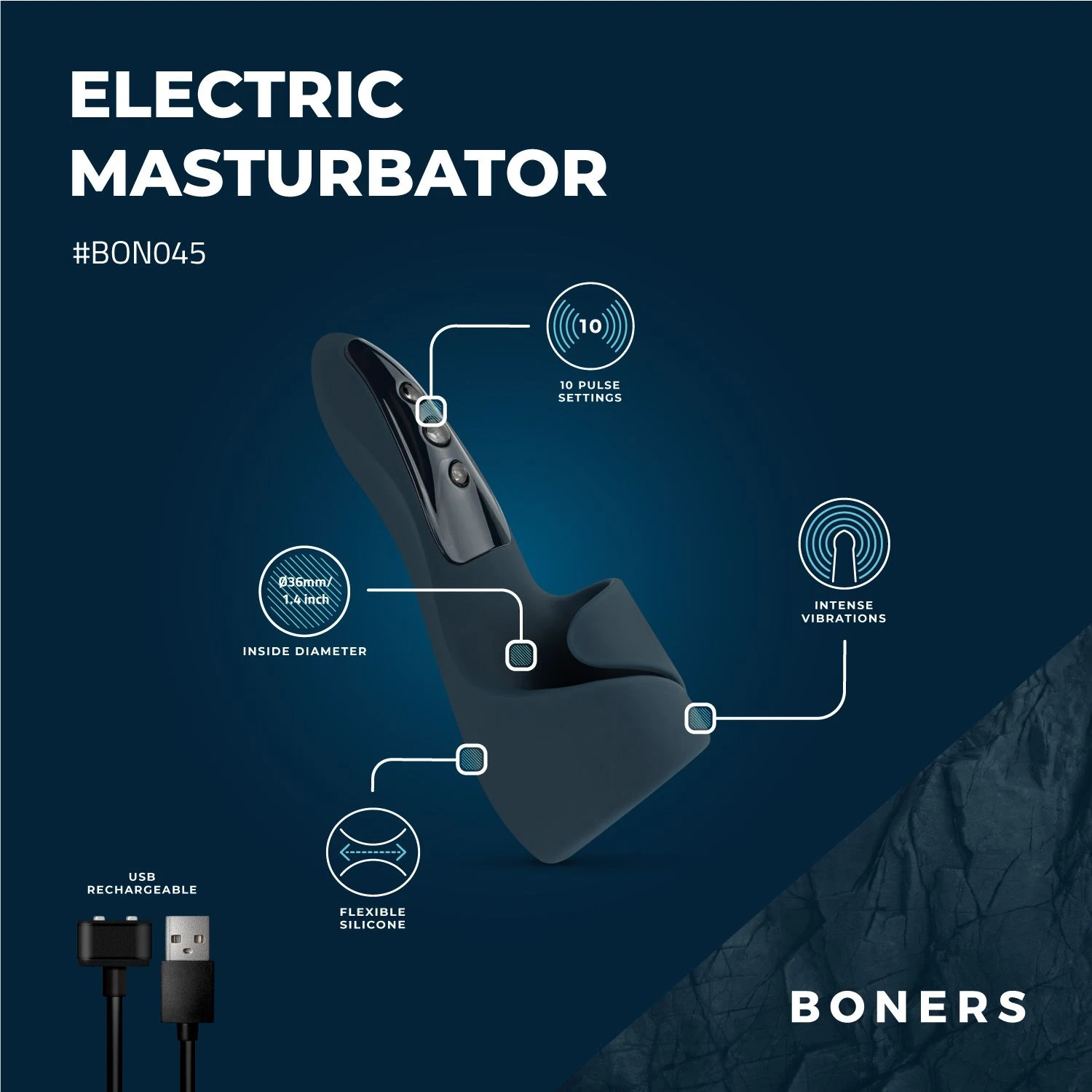 Boners Masturbator mit verstellbarer Vibration und offenem Design