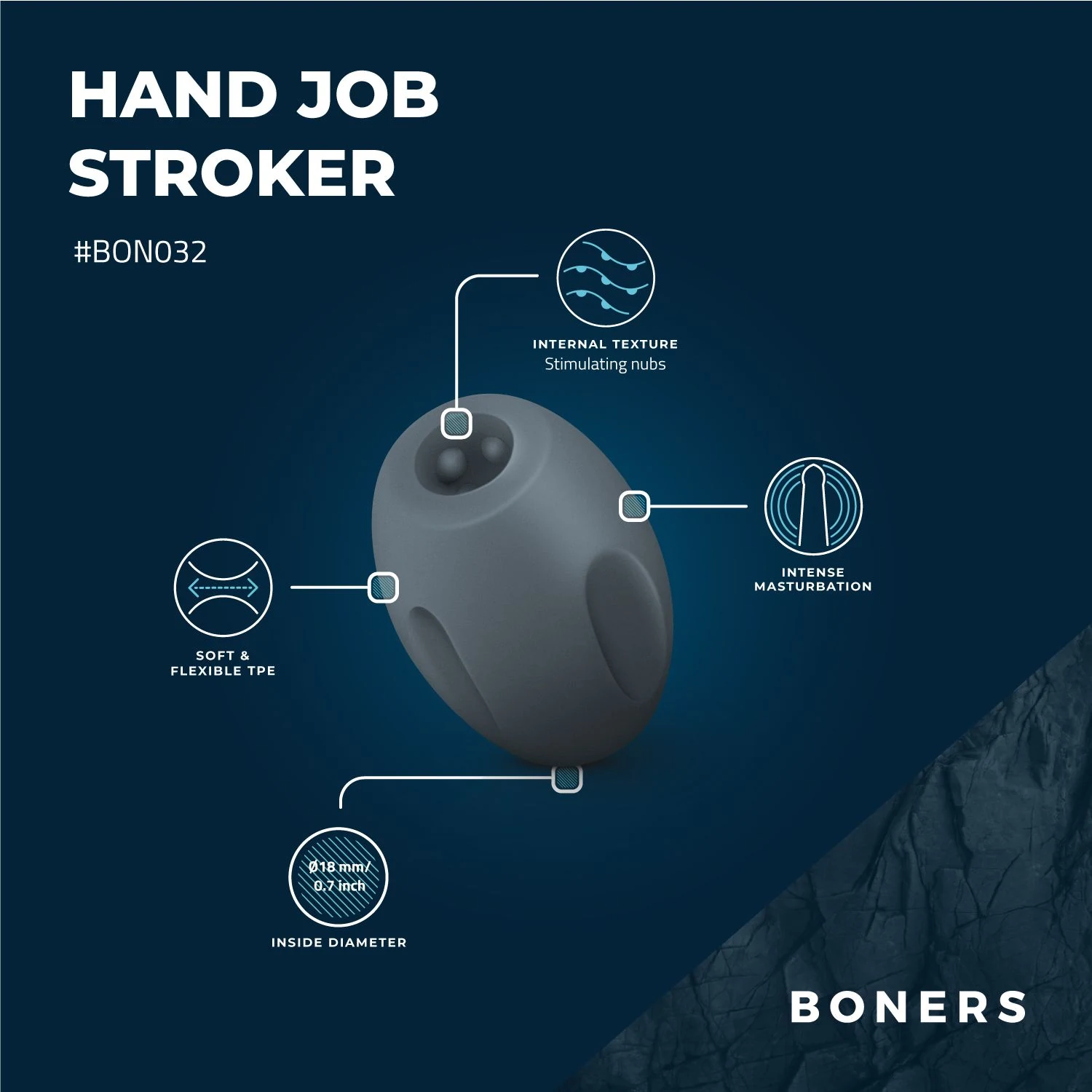 Blauer Sleeve Masturbator von Boners aus weichem Material