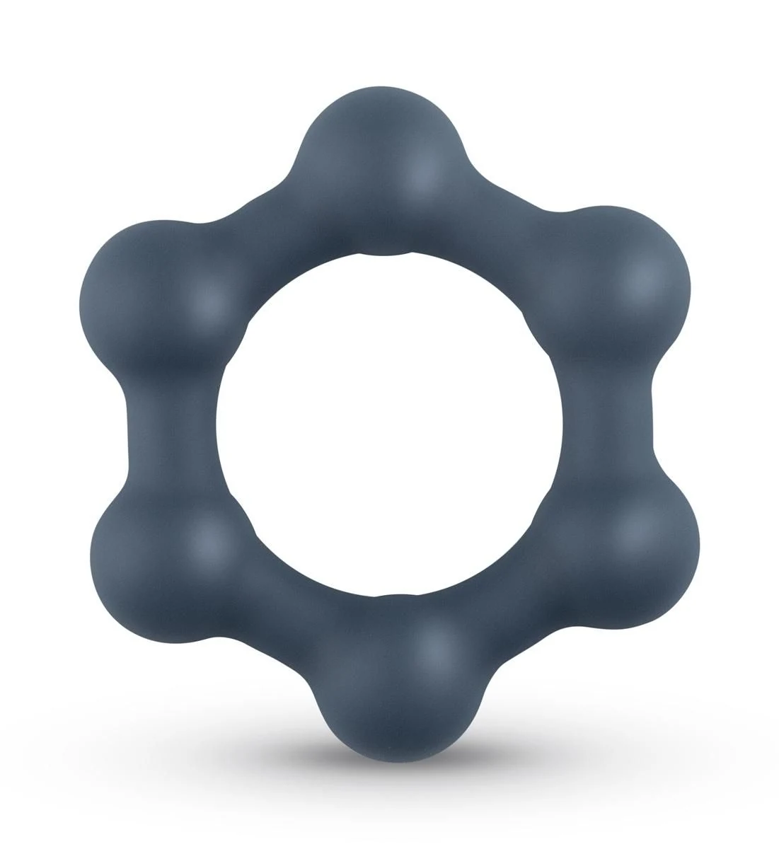 Boners Hexagon Penisring mit Stahlkugeln aus grauem Silikon