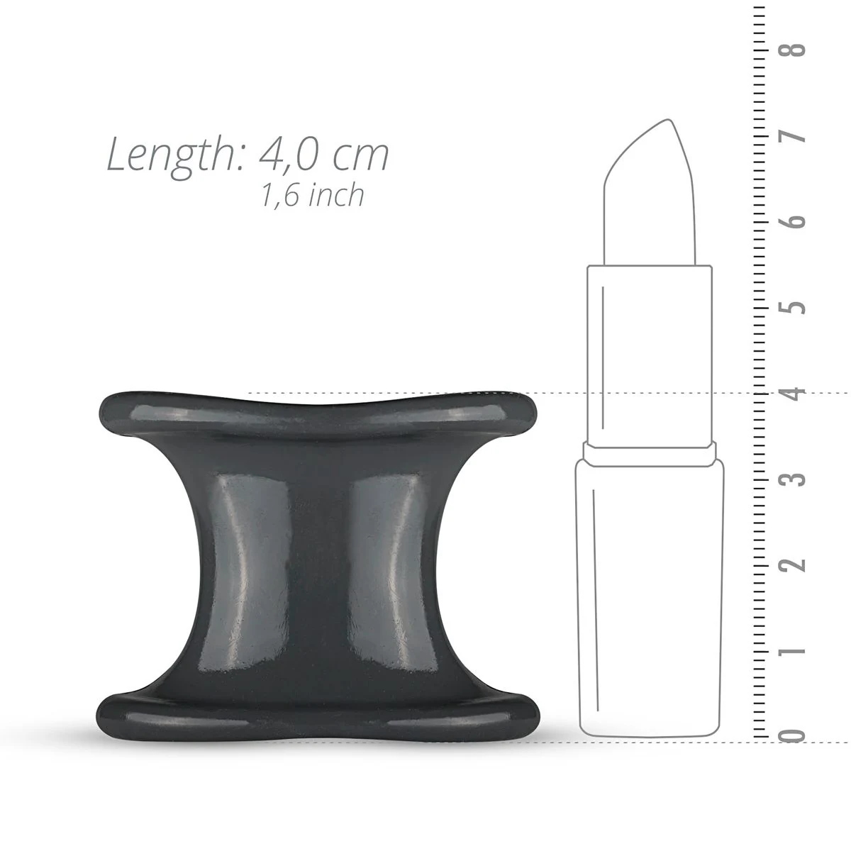 Elastischer grauer Ballstretcher aus Silikon für das Skrotum