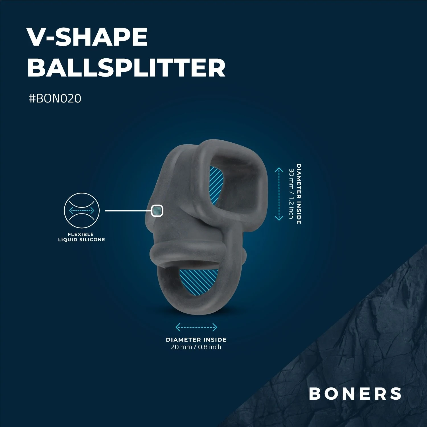 Elastischer Boners Hodenteiler in Grau mit weichem Silikon
