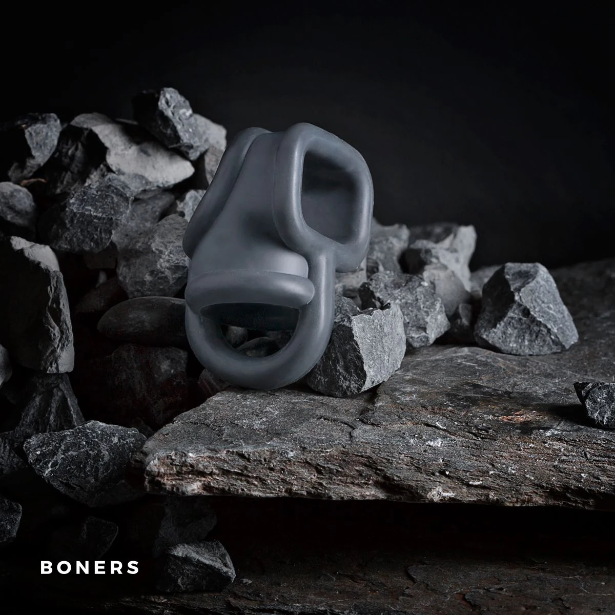 Grauer Hodenteiler aus Silikon mit 30 mm Länge und 20 mm Breite