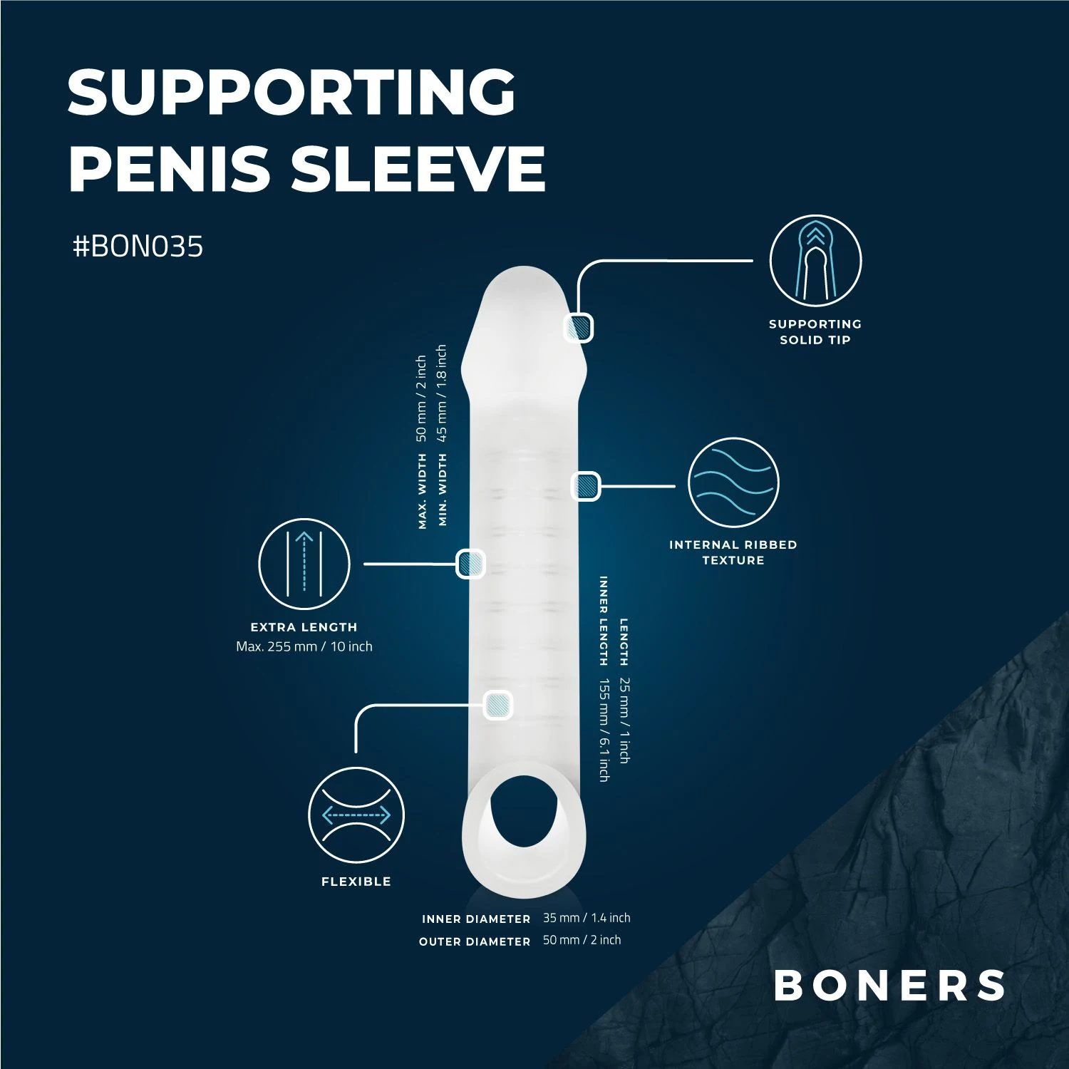 Durchsichtige Penishülle von Boners mit Öffnung für die Hoden
