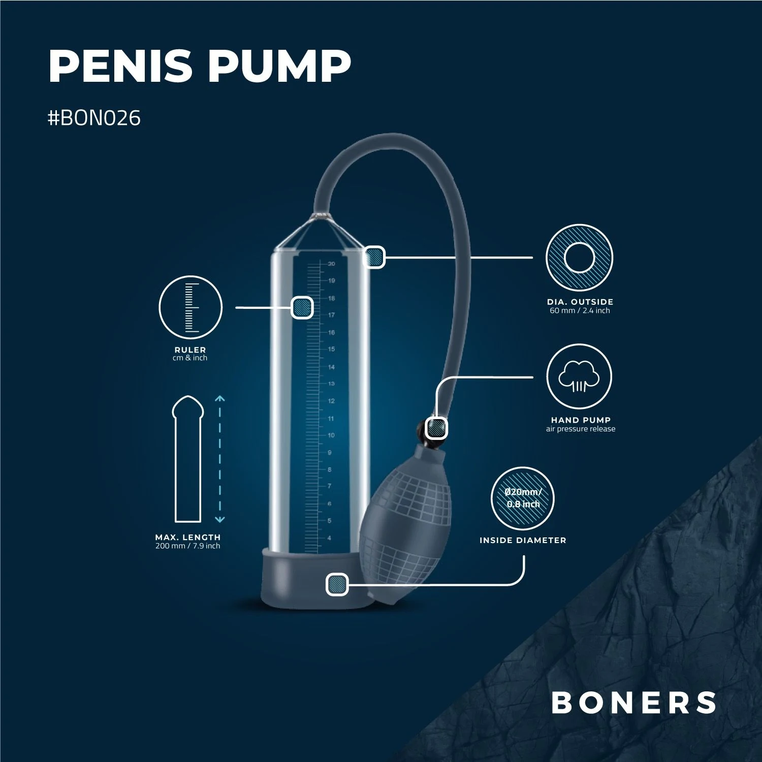 Penispumpe von Boners mit Schnelllöseventil zur Vakuumfreigabe