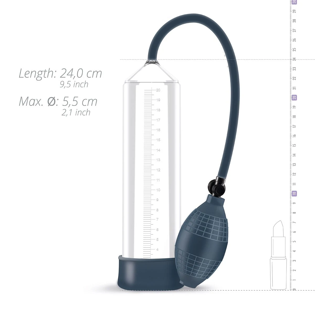 Durchsichtige Penispumpe mit maximalem Durchmesser von 60 mm