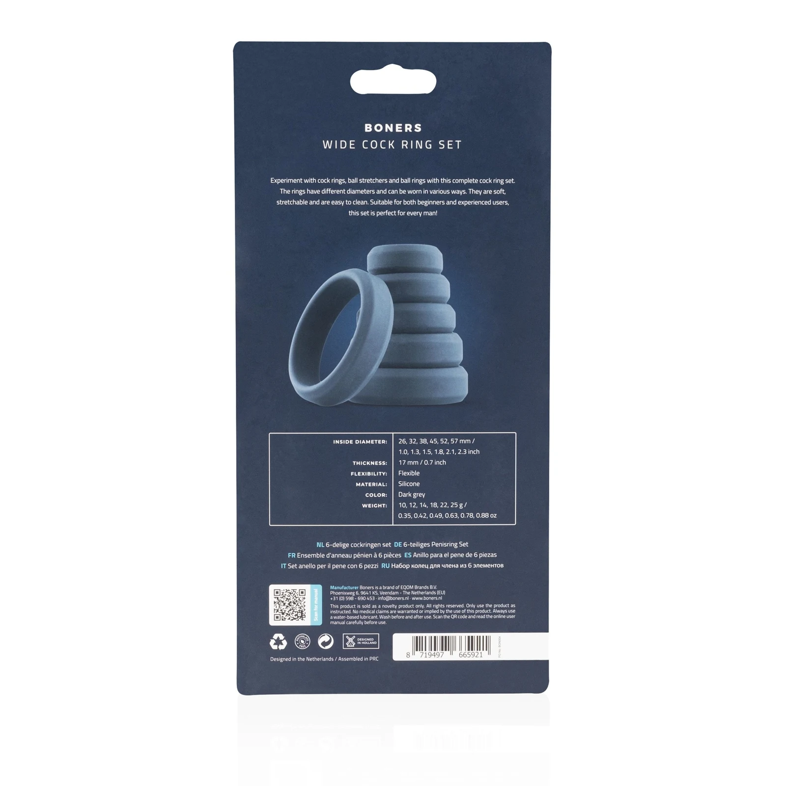 Boners 6-teiliges Cockring Set für Beginner mit verschiedenen Größen