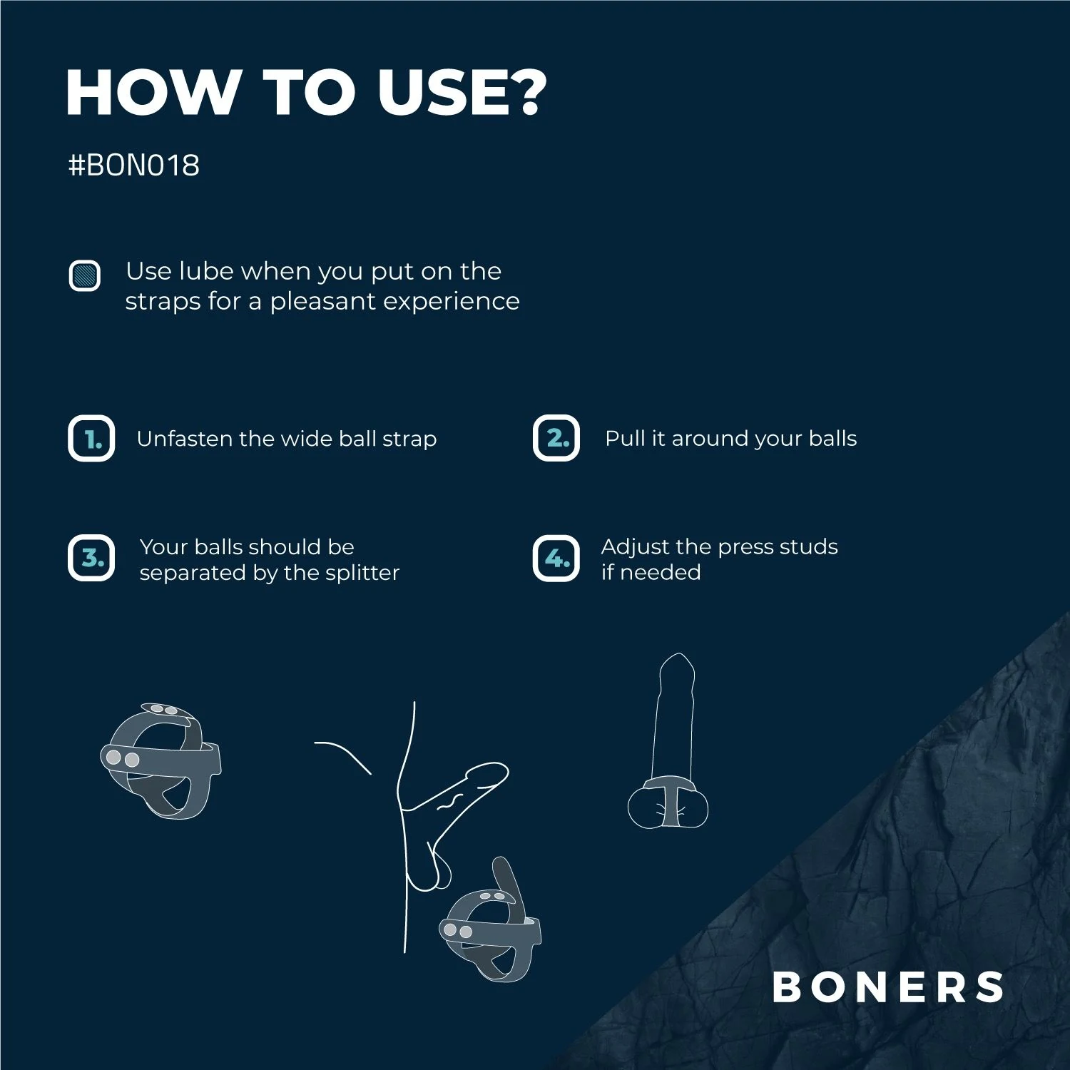 Grauer Hodenteiler von Boners in T-Form mit Druckknöpfen