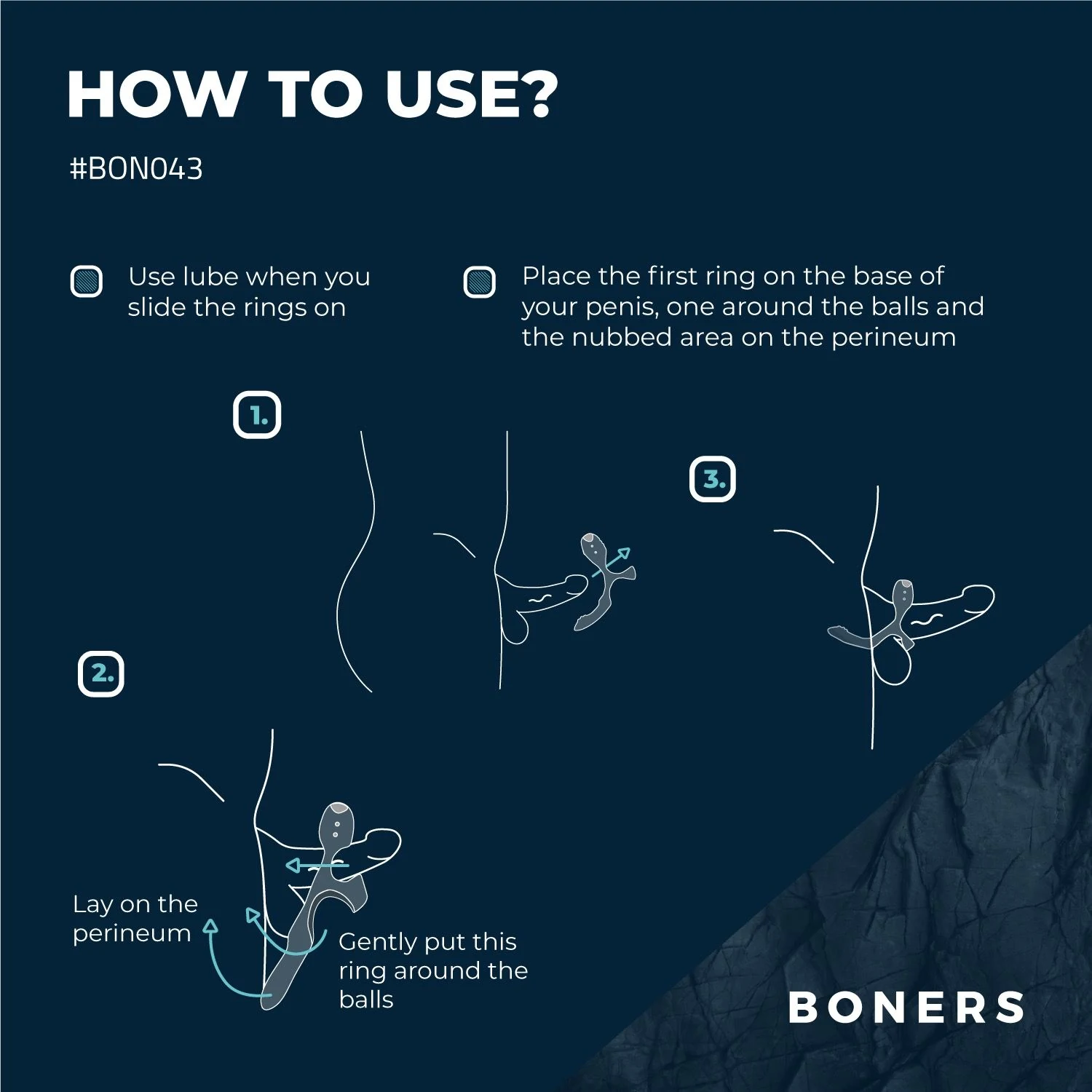 Triple Penisring von Boners mit verstellbaren Vibrationen