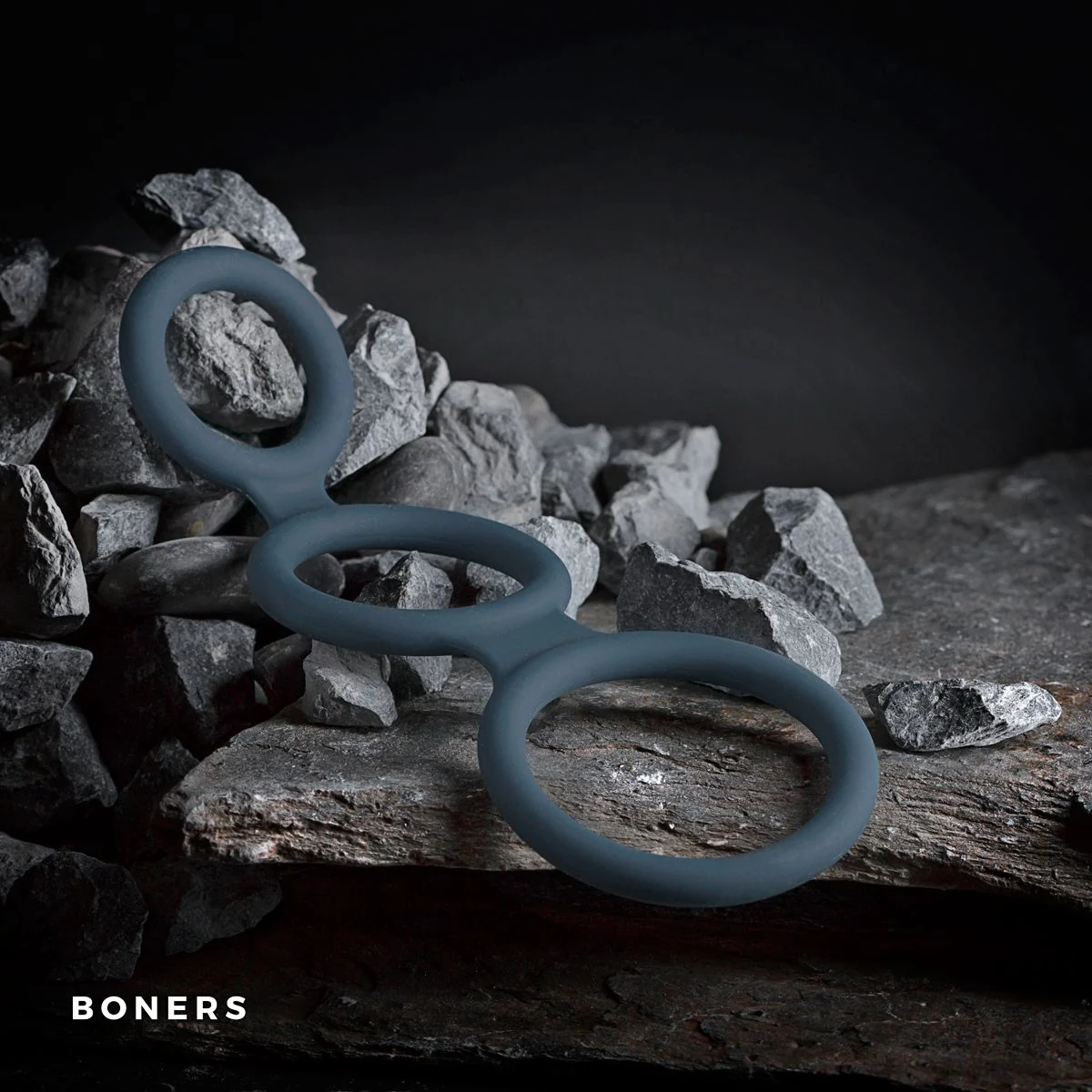 Wasserfester Silikon Penisring Boners Triple Ring in Grau