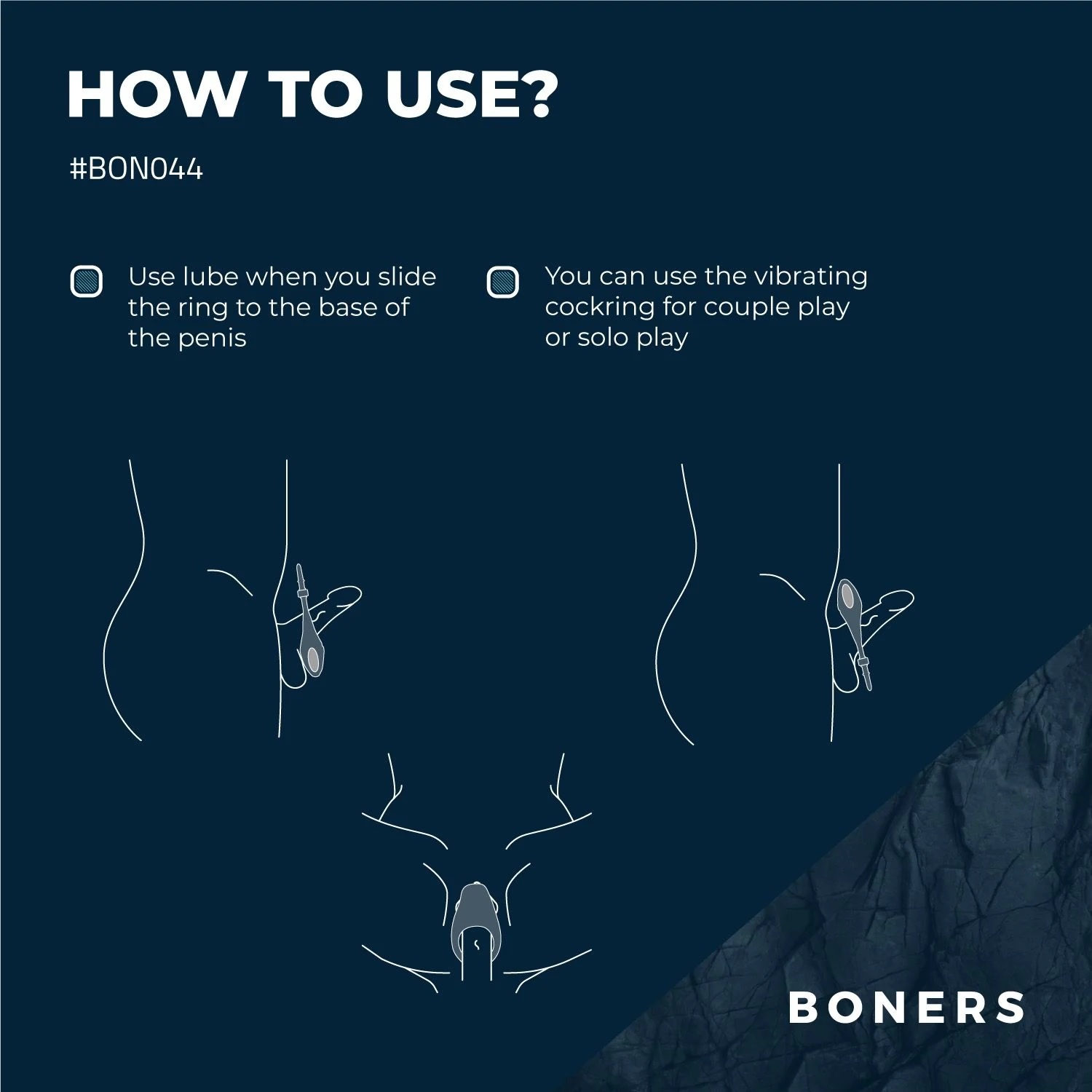 Boners Penisring blau mit 10 Vibrationsmodi und Mustern