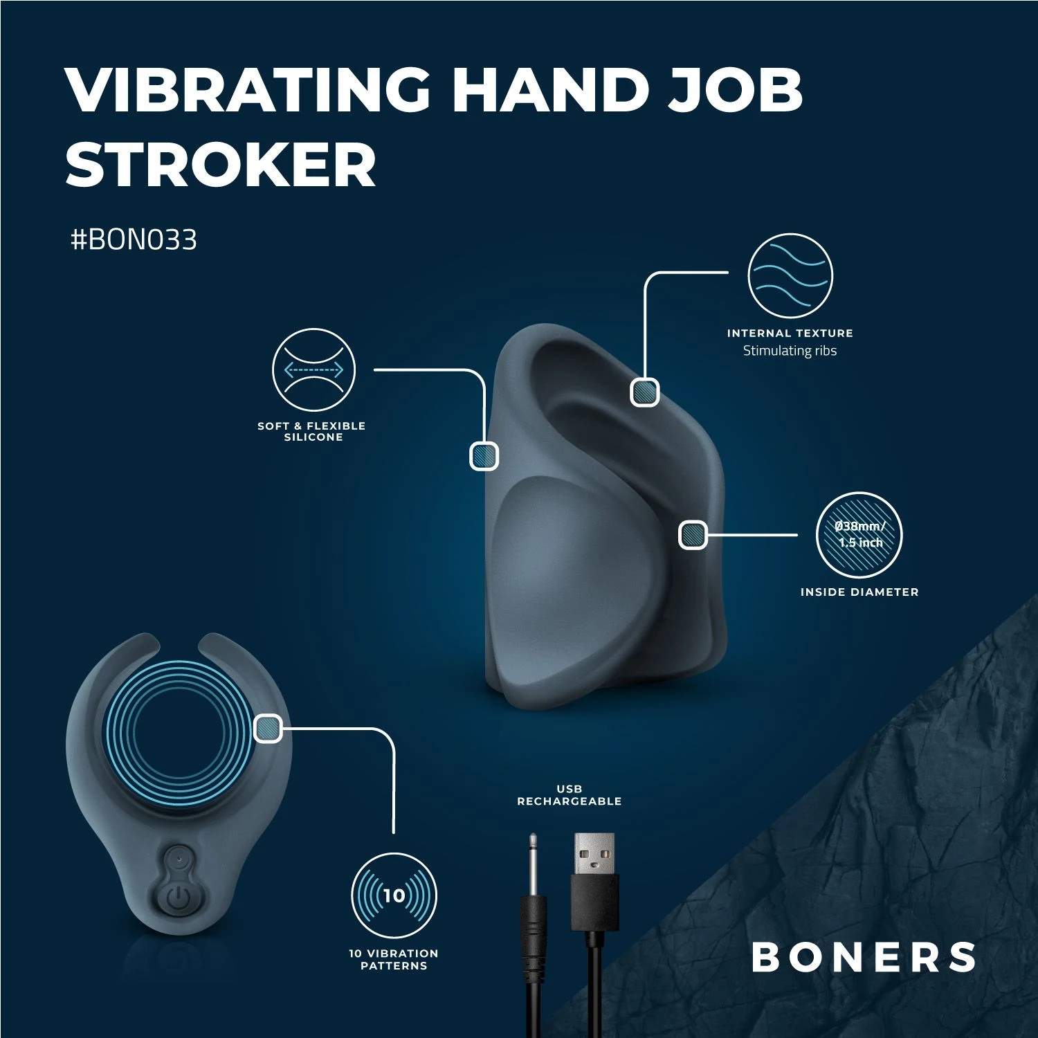 Biegsamer Vibrations-Masturbator für Ihn mit Ripples-Struktur