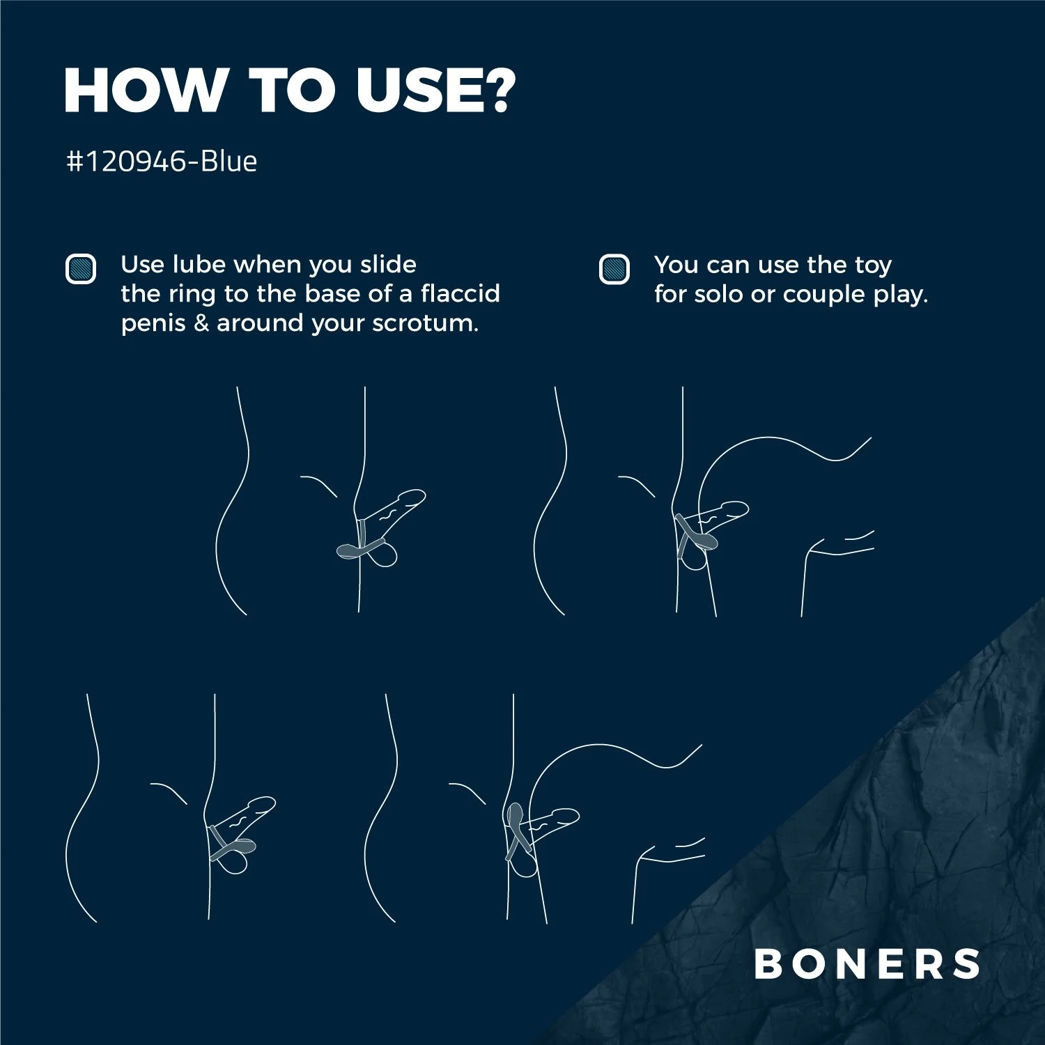 Blauer Boners Cockring mit Vibration für gemeinsame Momente