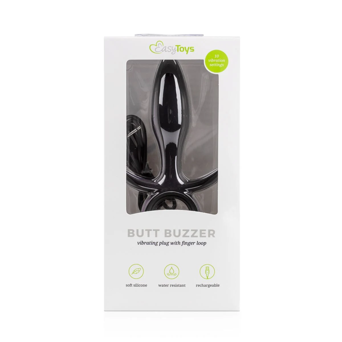 Schwarzer Silikon-Analplug Butt Buzzer mit 93 mm Einführtiefe