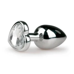 Butt Plug aus Metall in Silber mit Herzkristall und konischer Spitze