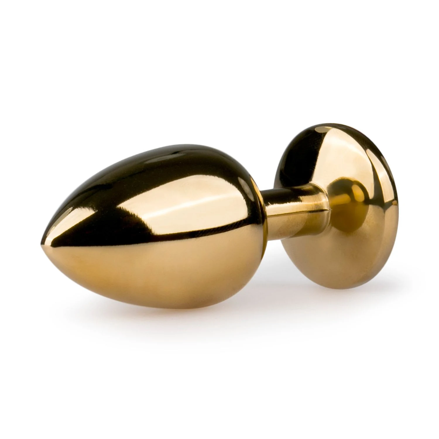 Butt Plug aus Metall in Gold mit kegelförmigem Körper und schmalem Hals