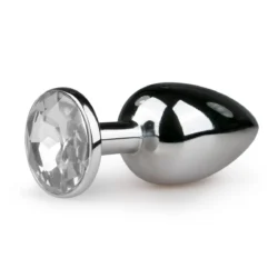 Butt Plug aus Metall S in Silber mit transparentem Kristall