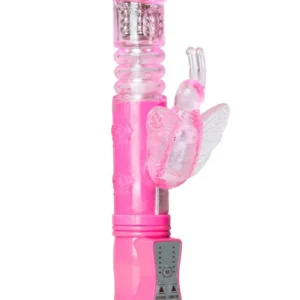 Butterfly Vibrator in Rosa mit Klitorisstimulator und Druckknopf-Bedienung