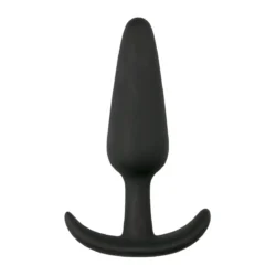 Buttplug S aus schwarzem Silikon mit flacher Unterseite