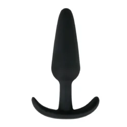 Buttplug Silikon L in Schwarz mit abgestuftem Körper und flacher Unterseite