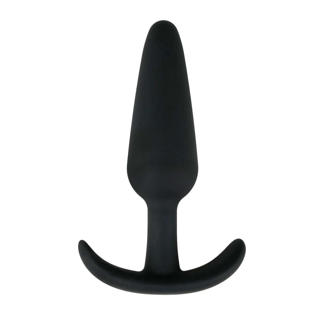 Buttplug Silikon L in Schwarz mit abgestuftem Körper und flacher Unterseite