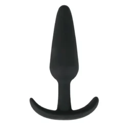 Buttplug Silikon M in Schwarz mit abgestuftem Körper und flacher Unterseite