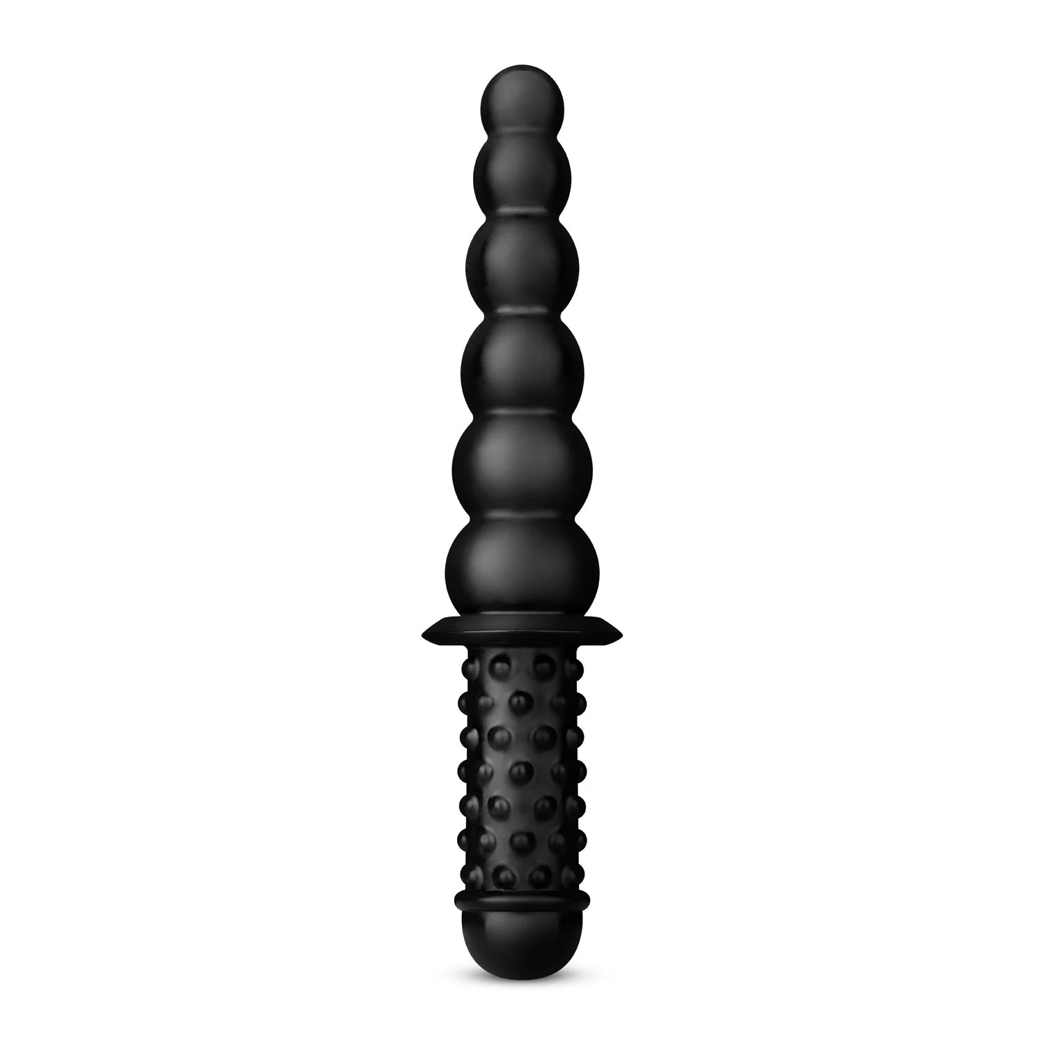 Schwarzer doppelseitiger Dildo von BUTTR mit Noppen und Rillen