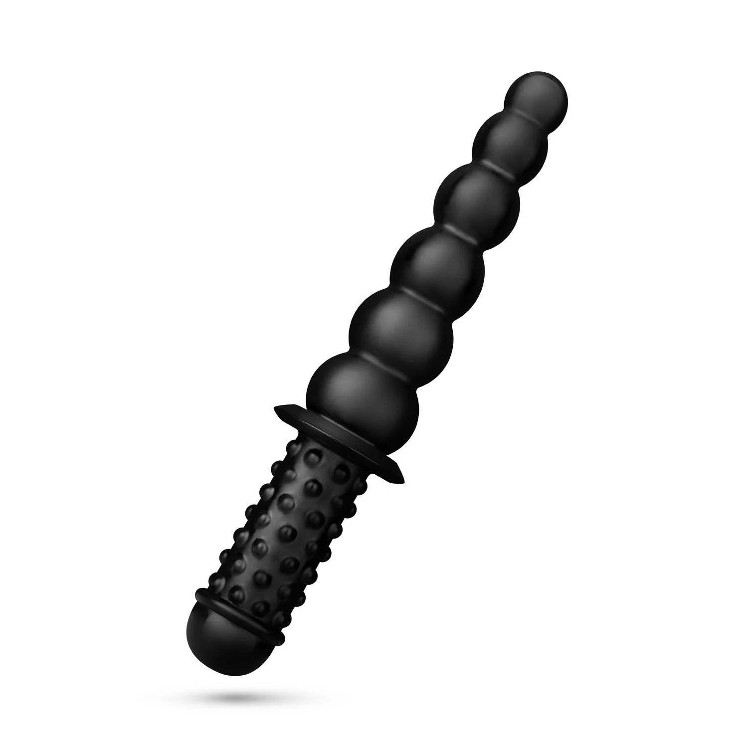 BUTTR Doppeldildo mit 6 Perlen am längeren Ende und gerippter Struktur