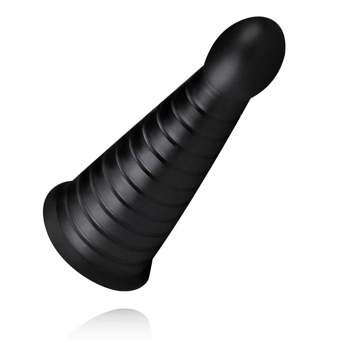Großer Analplug in Schwarz mit Saugnapf und flacher Basis