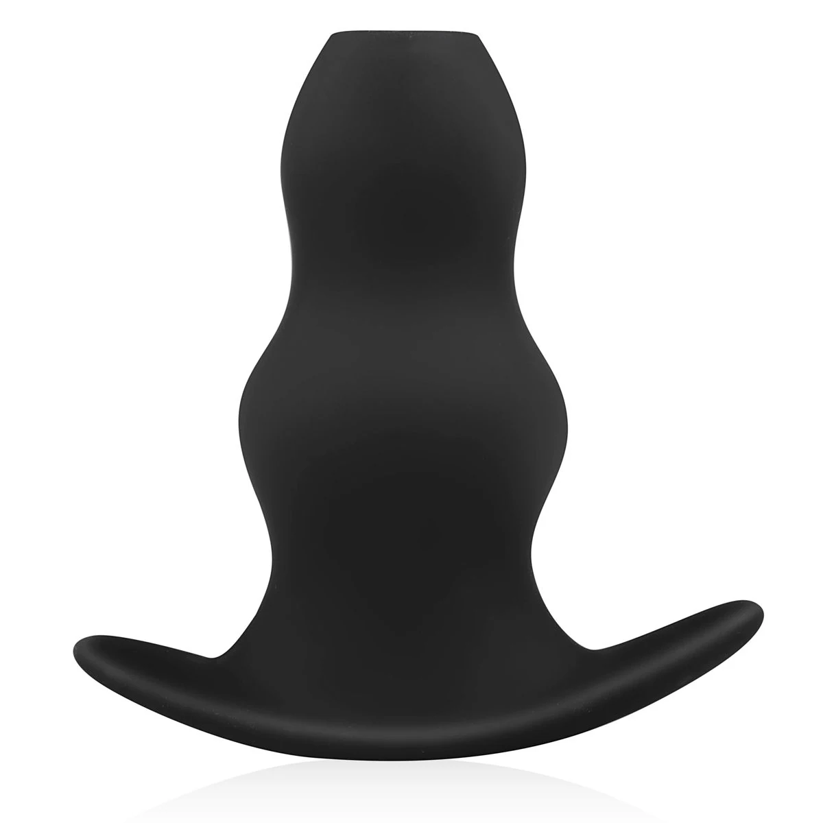 Schwarzer Hollow Butt Plug aus Silikon für anale Stimulation