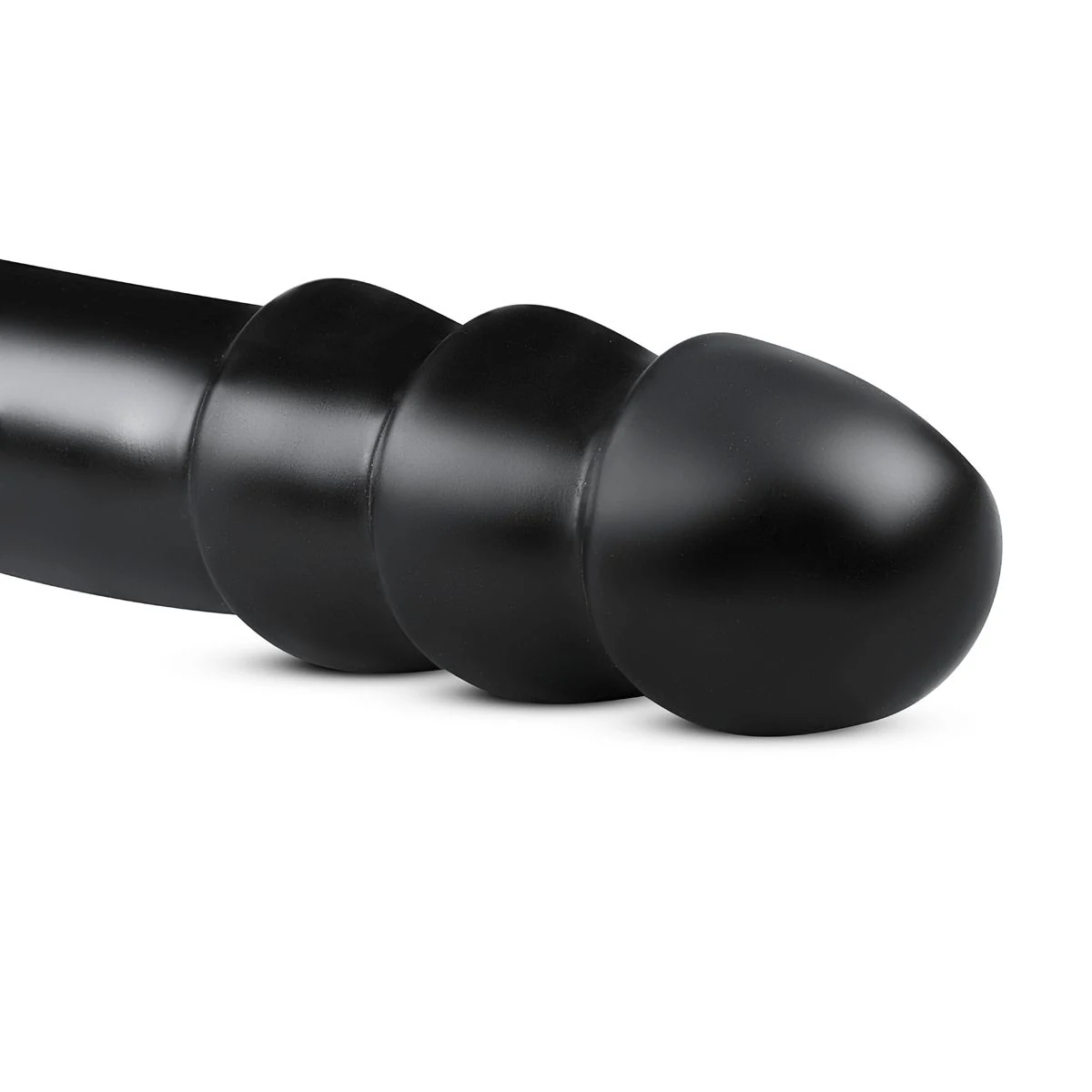 Extra großer schwarzer Dildo mit geripptem Kopf und glattem Schaft