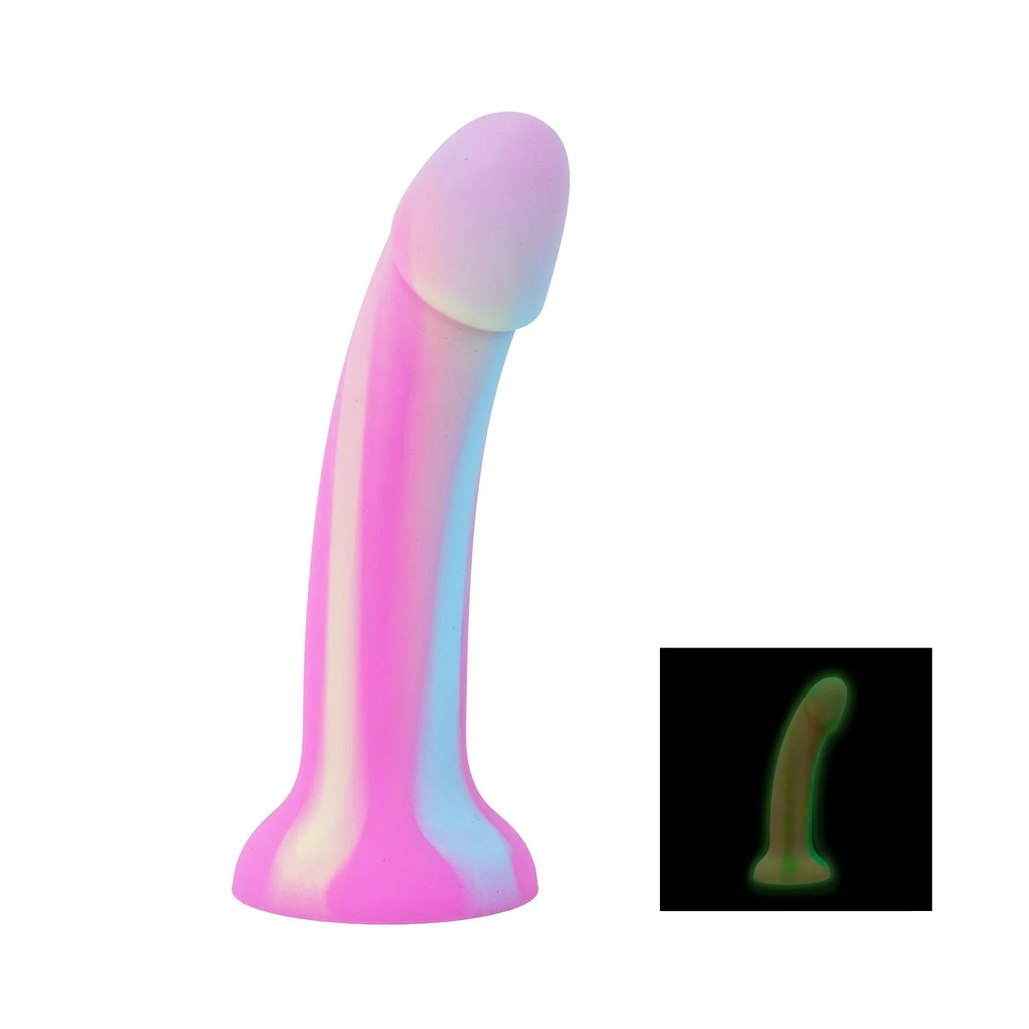 Candy Swirl Dildo aus Silikon in Rosa, 19 cm, mit glatter Oberfläche und gebogener Form