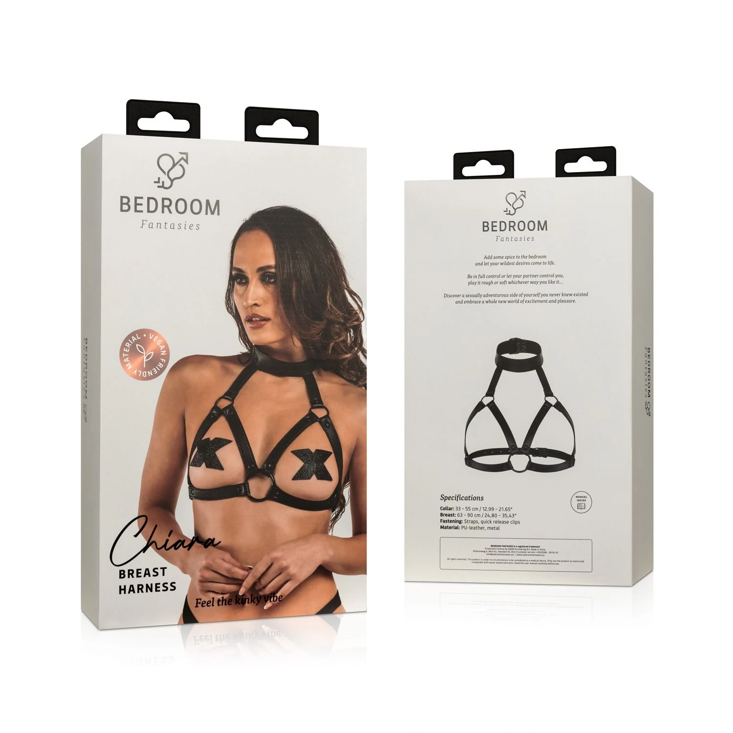 Chiara Harness in Schwarz aus robustem Material, geeignet für BDSM-Spiel