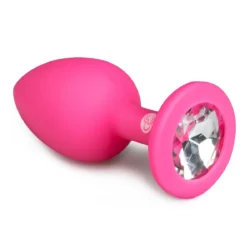 Diamond Analplug klein in Pink aus Silikon mit glänzender Strass-Unterseite