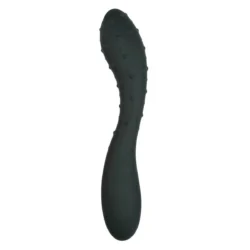 Schwarzer Dildo mit Noppen, 19 cm, aus Silikon in gekrümmter Form