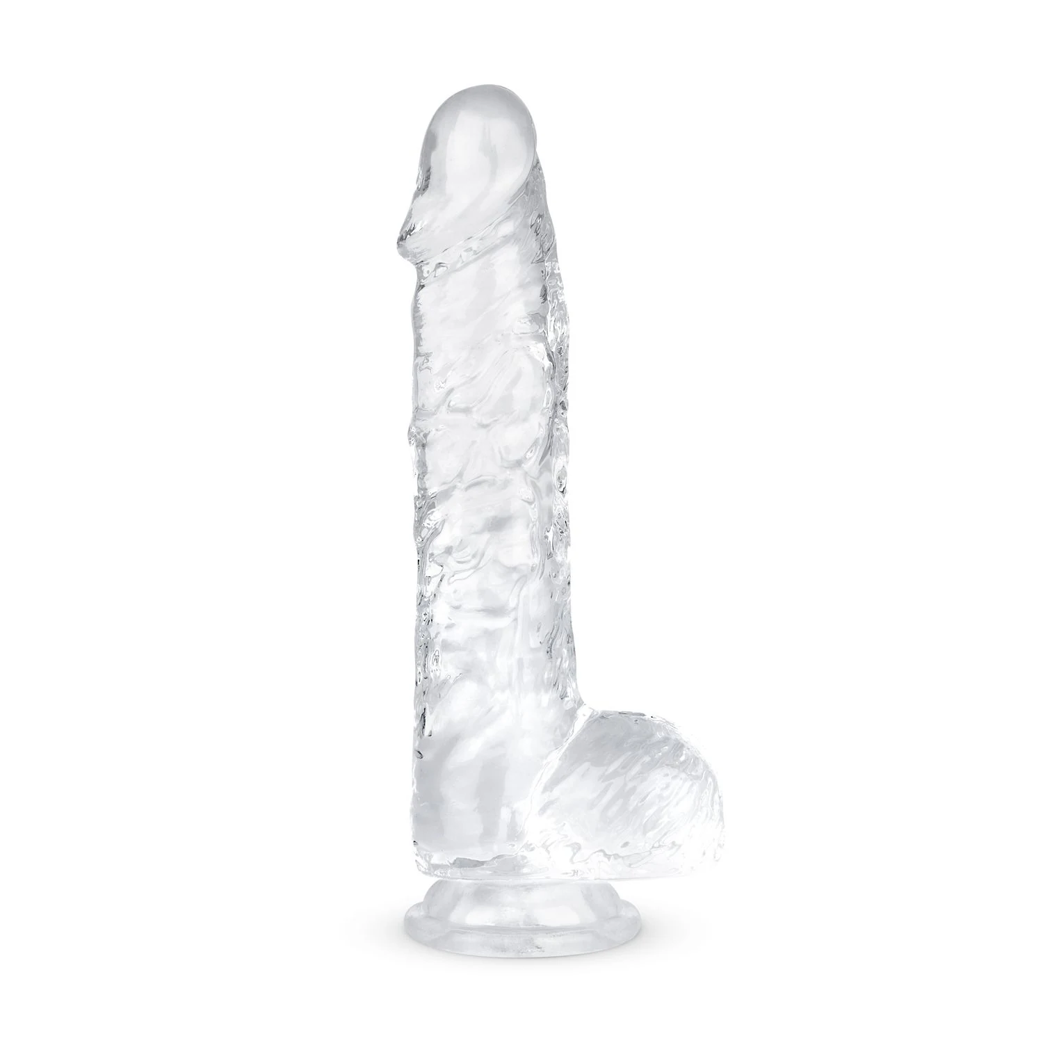 Dildo mit Saugnapf und realistischer Form aus klarem Jelly