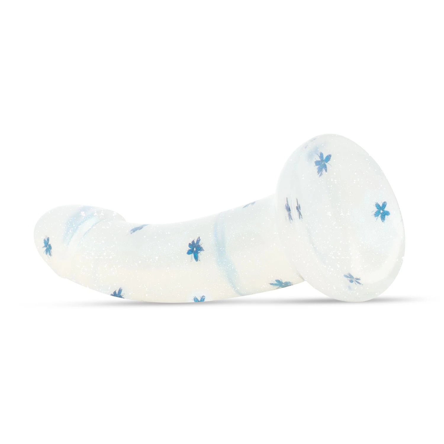 Blauer 19 cm Dildo Blossom Bliss mit glatter Oberfläche und gebogener Form