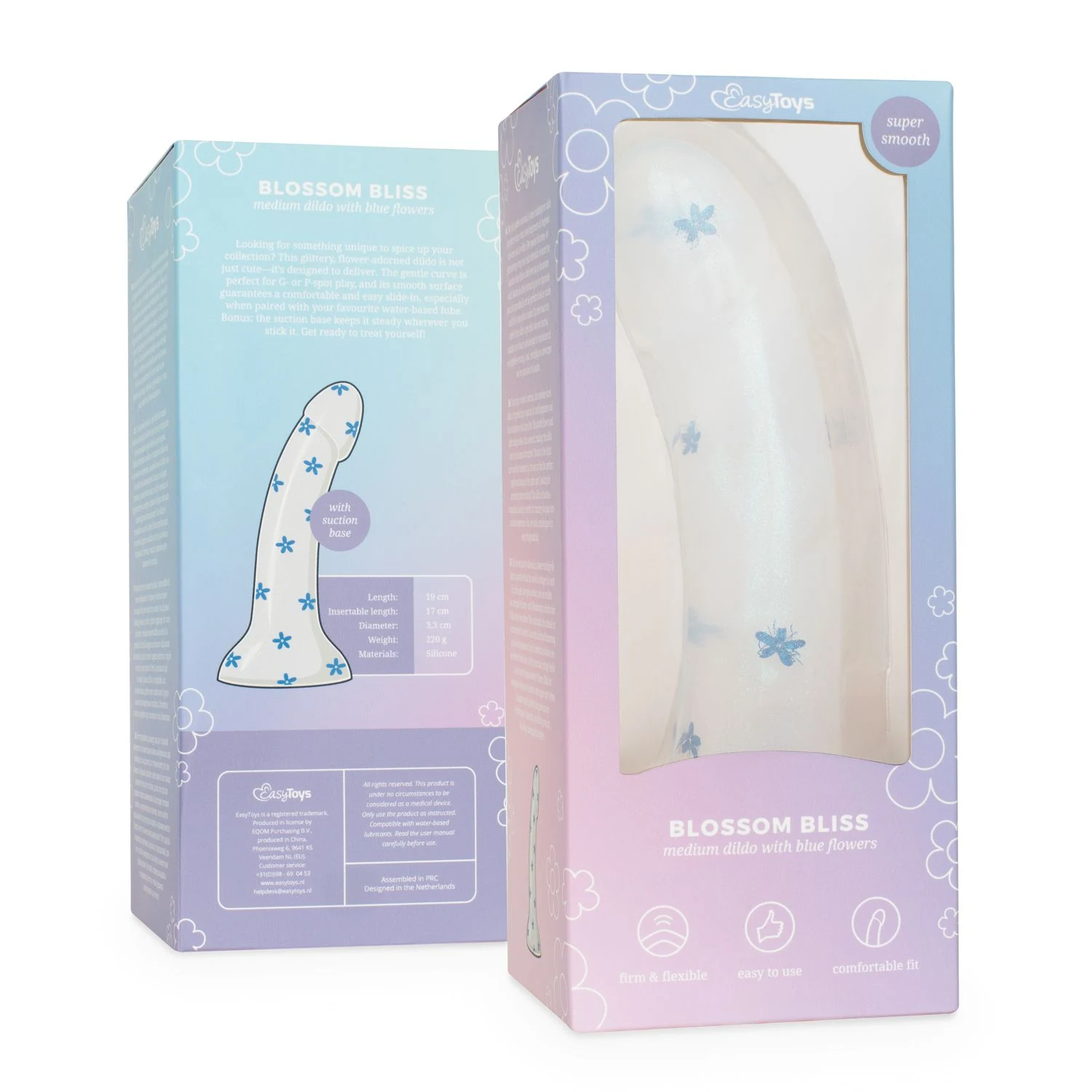 Unisex Dildo mit Saugnapf in Blau, geeignet für wasserbasiertes Gleitmittel