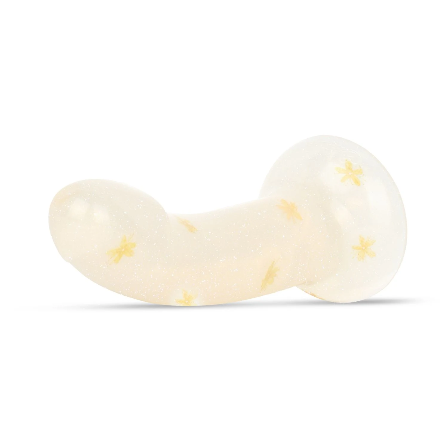 Kompakter 15 cm Dildo mit glitzerndem Blumen-Detail und Saugnapf